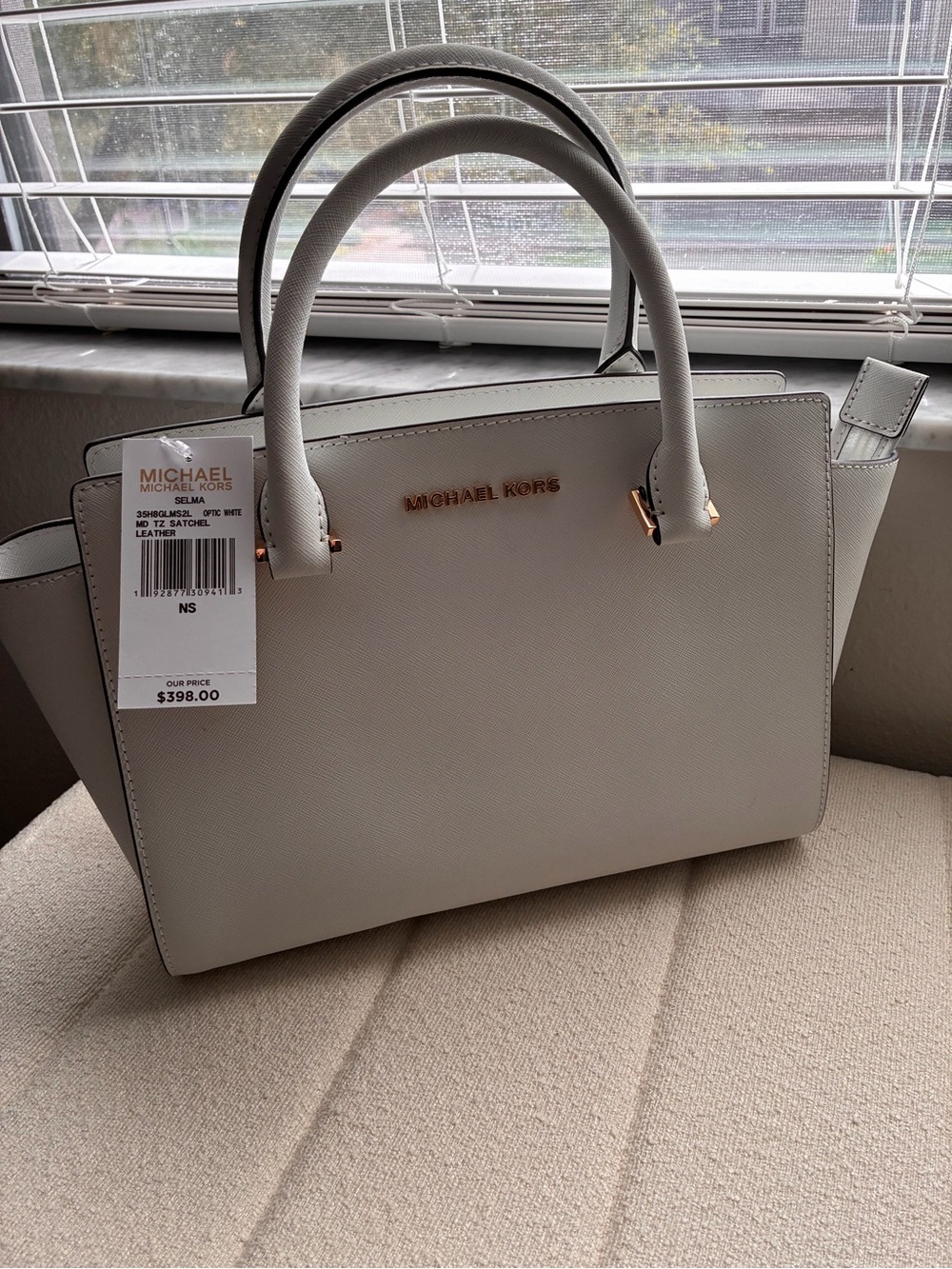 NWT Michael Kors Cream Saffiano Satchel with Gold Hardware